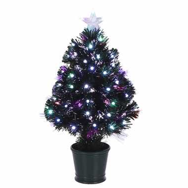 Fiber optic kerstboom/kunst kerstboom met verlichting en piek ster 60 cm