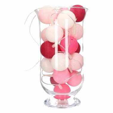 Kerstdecoratie roze verlichting in vaas