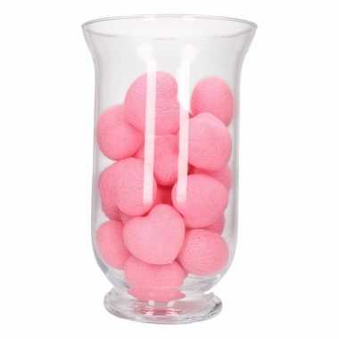 Kerstdecoratie roze verlichting in vaas