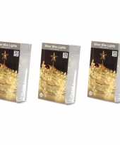 3x ster verlichting zilverdraad op batterij warm wit 20 lampjes