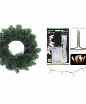 Dennenkrans deurkrans 35 cm inclusief warm witte kerstverlichting