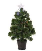 Glasweefsel boom kunst kerstboom met verlichting en piek ster 60 cm