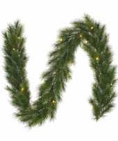 Groene dennenslinger dennen guirlande met verlichting 25 x 180 cm