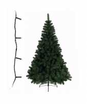 Groene kunst kerstboom 210 cm inclusief gekleurde kerstverlichting