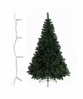 Groene kunst kerstboom 240 cm inclusief warm witte kerstverlichting