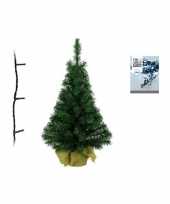 Groene kunst kerstboom 90 cm inclusief helder witte kerstverlichting