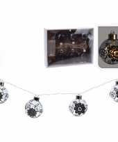 Kerst decoratie ballen slinger met led verlichting zwart