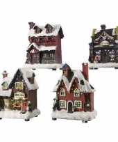 Kerstdorp kersthuisje snoepwinkel 12 cm met led verlichting