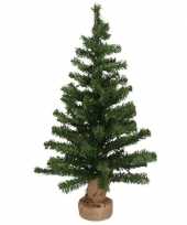 Kleine kerstboom in jute zak inclusief verlichting 75 cm