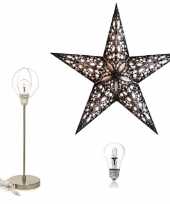 Tafel standaard met zwart witte kerstster inclusief verlichting